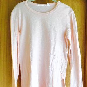 WILT PALE PEACH SCOOP NECK LONG SLEEVE TEE SHIRT